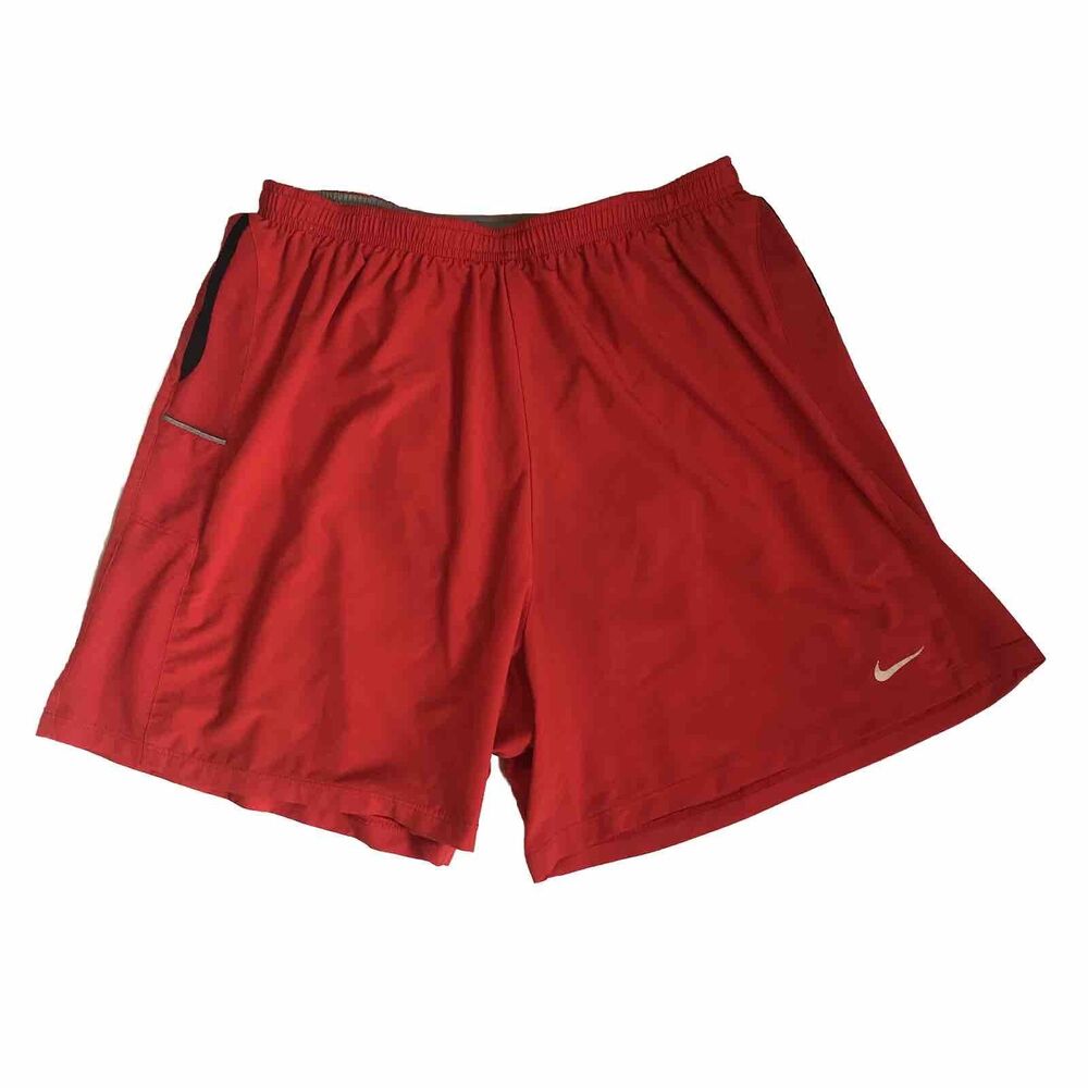 VTG Y2k Nike Men’s Dri Fit Shorts Running Large Orange Athletic Active Lined 00s